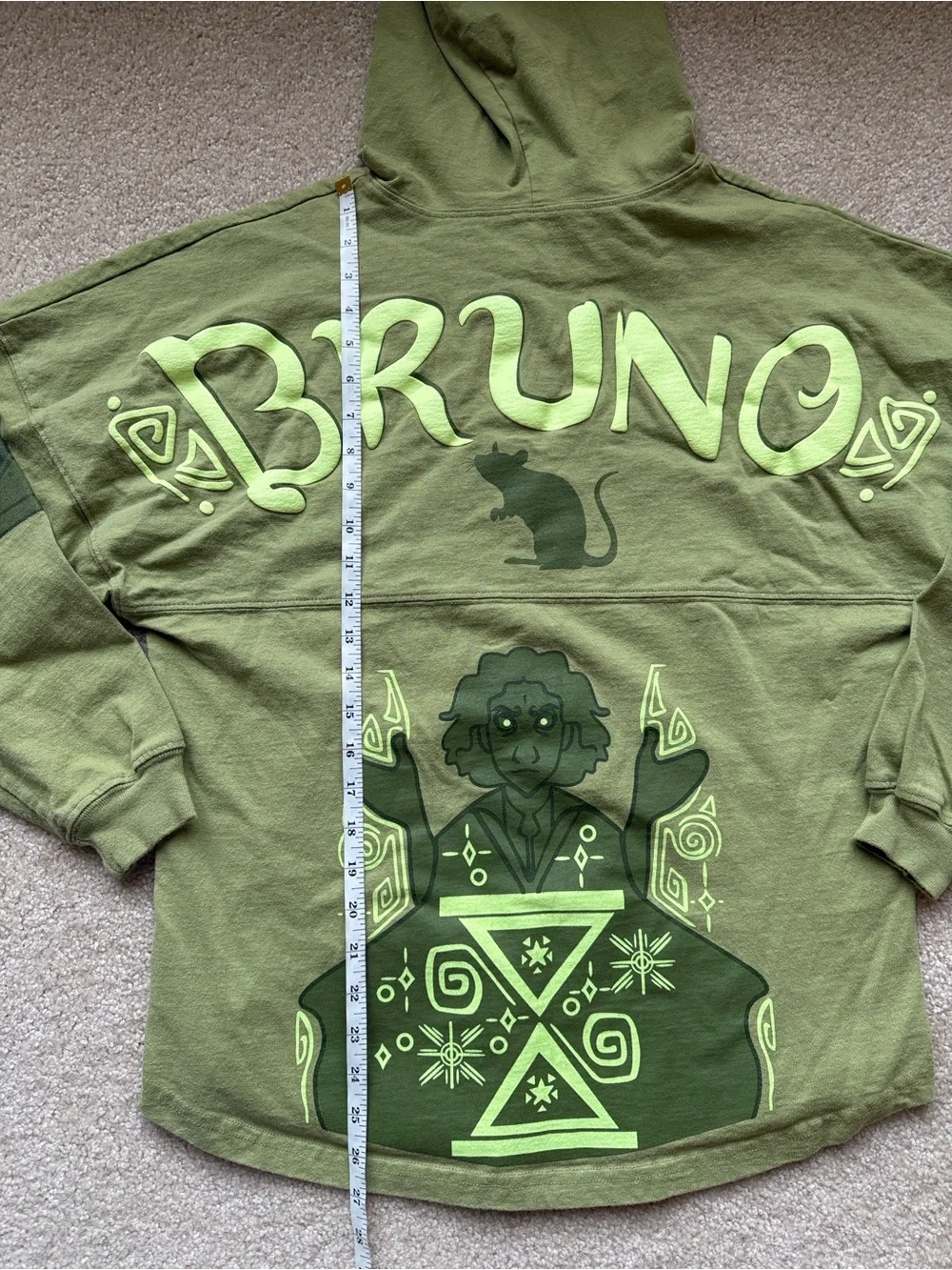 Disney Spirit Jersey Hoodie Adult Green Encanto Bruno Glow In The Dark, Small
